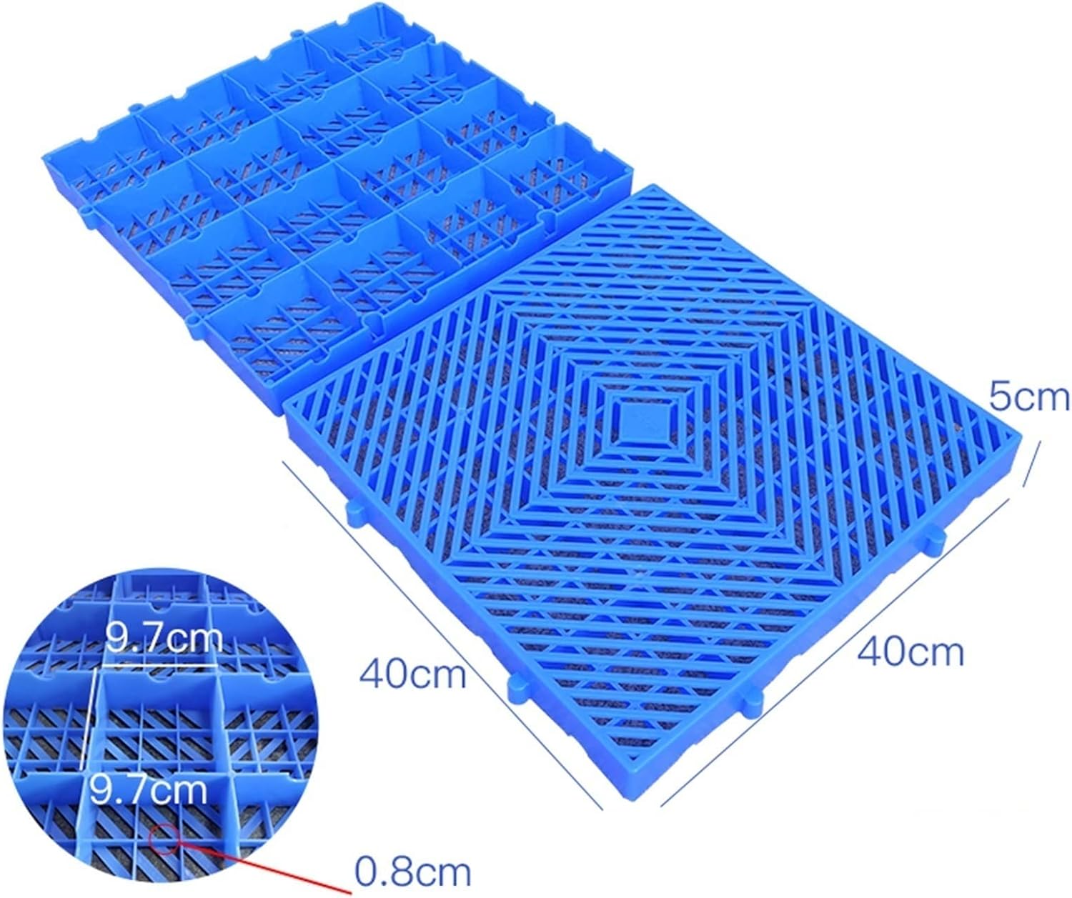 Polyethylene Pallet Breathable Grid Ventilation Pallet Modular Interlocking Warehouse Plastics Moisture-proof Pad For Storage Goods Cereals, Kitchen Pet Areas ( Color : Blue-2PCS , Size : 40x40x5cm )