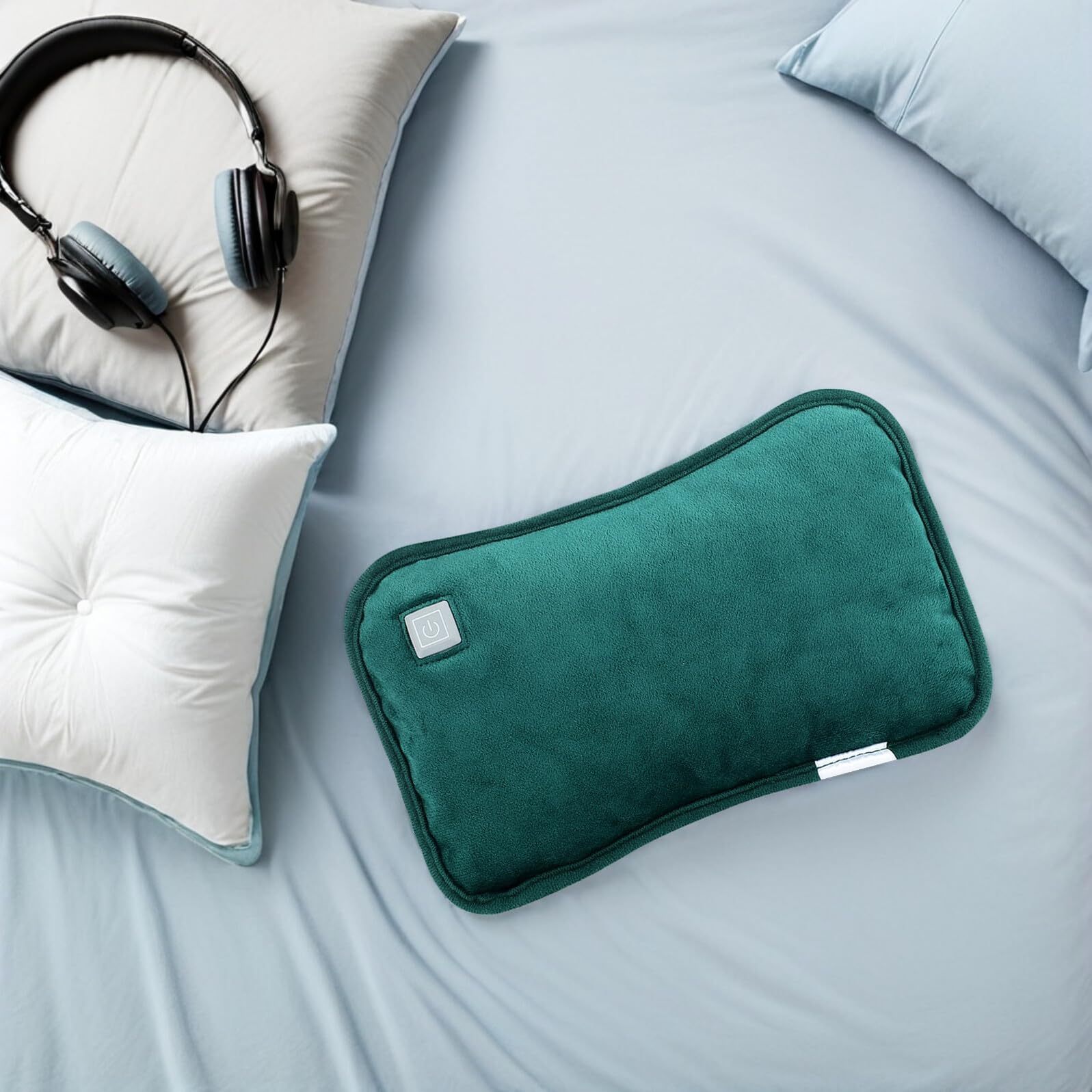 Alipis Bouillotte Électrique USB Rechargeable sans Eau Chauffe-Mains Portable Respirant Niveaux de Température Chauffe-Ventre et Dos Housse Thermique et Confortable Vert