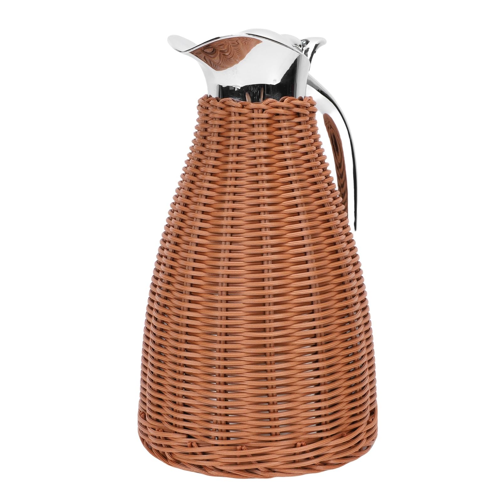 Jarra de café trenzada a mano de ratán y acero inoxidable, 12 horas de calor y 24 horas de almacenamiento en frío para bebidas calientes o frías (marrón)