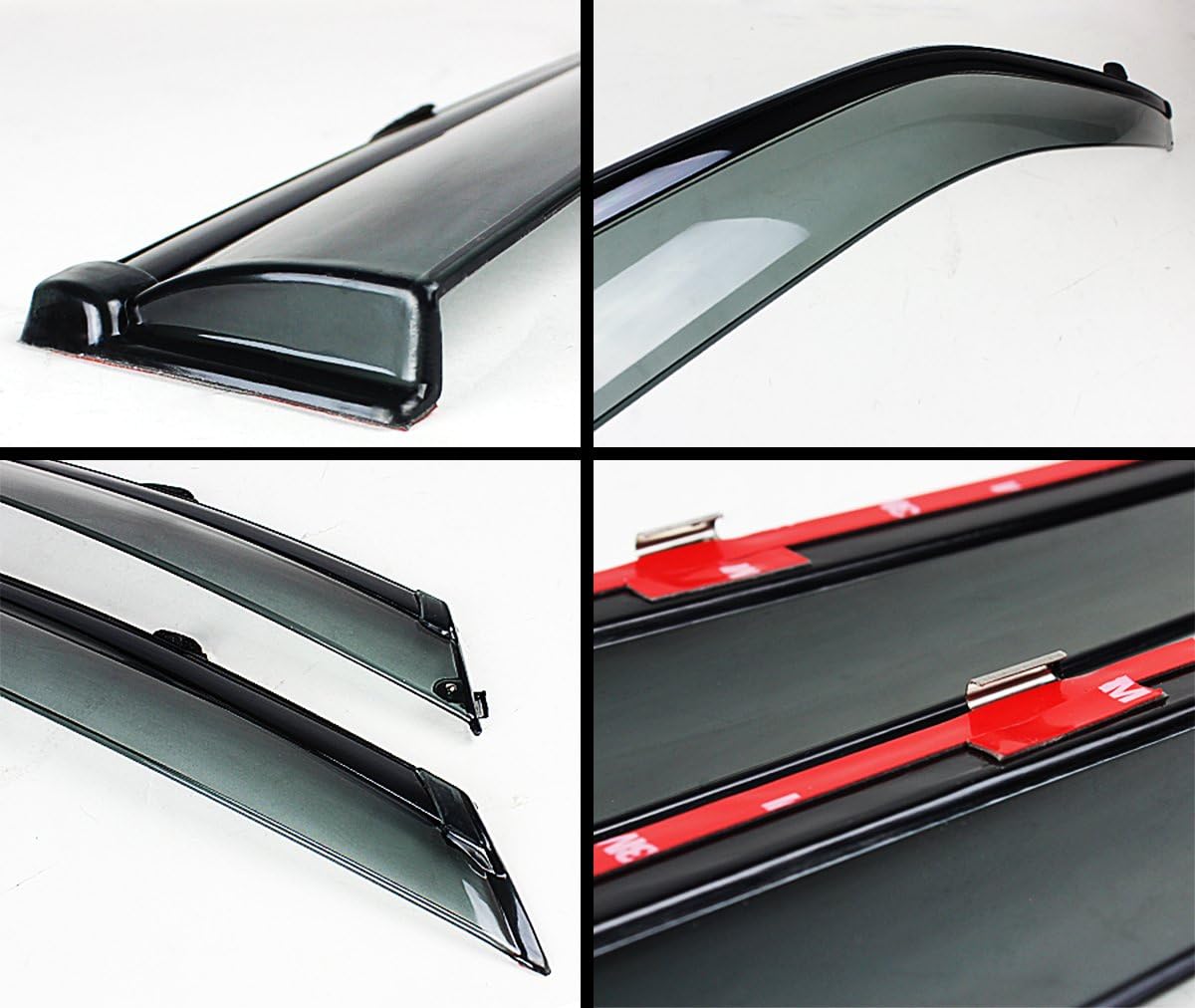 Premium VIP JDM Clip-on Type Smoke Tinted Window Visor with Black Trim Compatible with 2016-2023 Nissan Maxima All Models