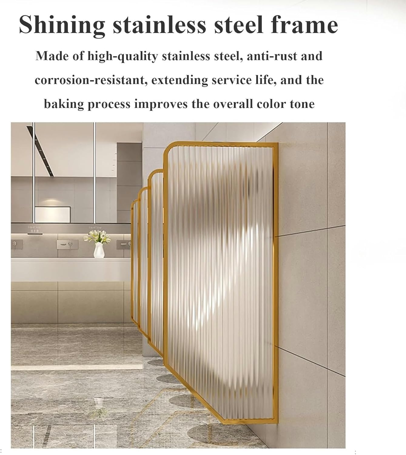 Wall-Mounted Mens Urinal Privacy Baffle, stainless steel Men Urinal Privacy Screen,toilet bathroom partition with Tempered Glass,public toilet partition,For Shopping Malls Hotel and bars(Silver,3pcs)