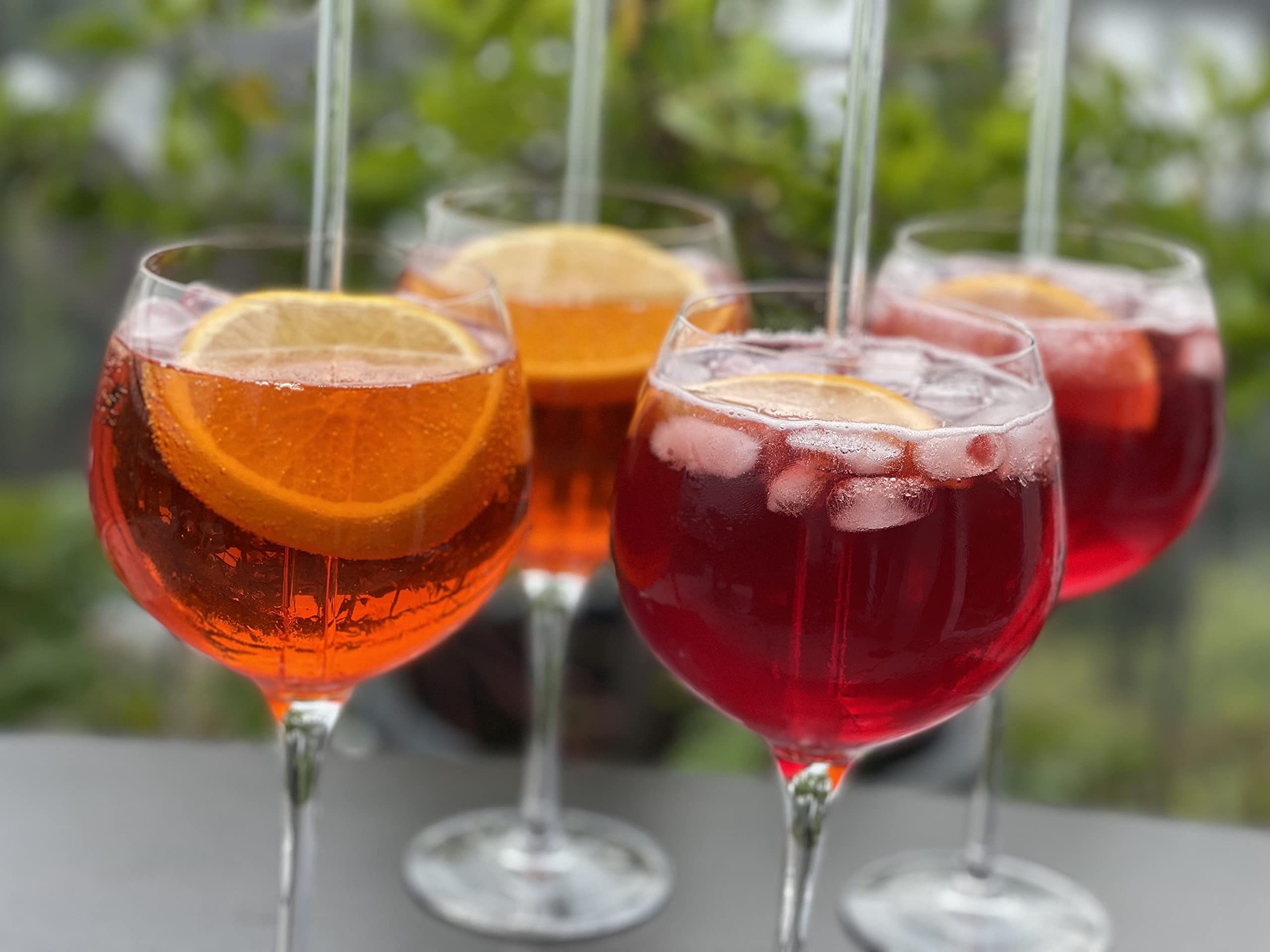 Topkapi Elite Lot de 6 verres à cocktail Amalfi XL I 13 pièces I Lot de 6 verres en cristal sans plomb I spécialement conçus pour Aperol Spritz/Campari Amalfi I avec 6 pailles en verre I 680 ml