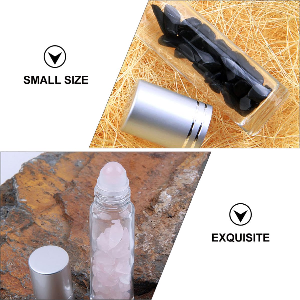 VICASKY 30 Stück Glas Rolle On Flasche 10ml mit Naturkristall,