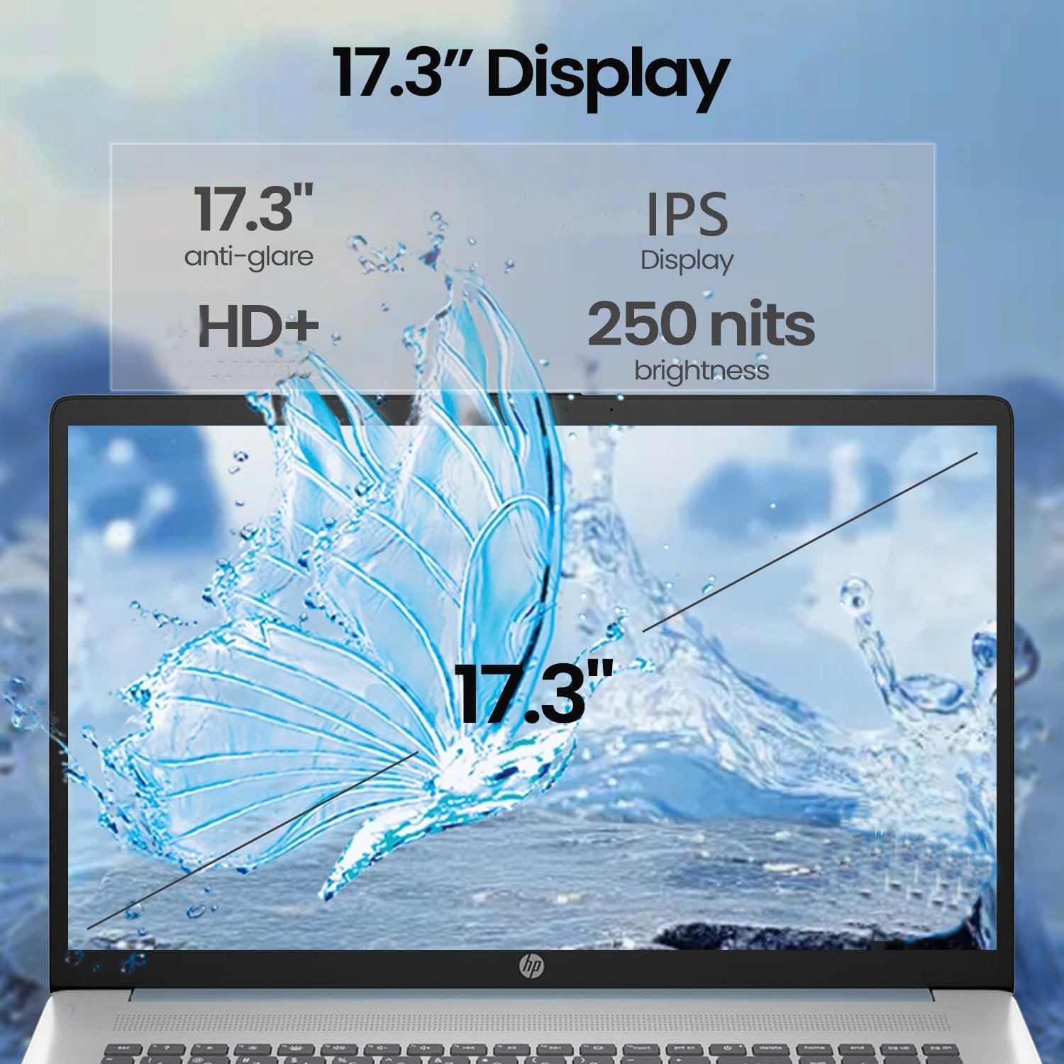 HP 17 Inch Laptop 2026 Edition, Intel 13th i3 (8 Cores), 8GB RAM, 17.3" IPS, USB-C, Wi-Fi 6, 128GB SSD, Windows 11, Large Screen - 3