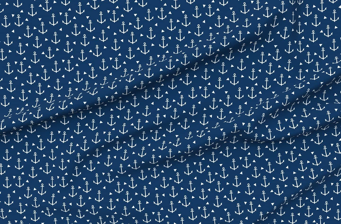 Spoonflower Fabric - Nautical Anchors Navy White Classic Ocean Anchor Blue Printed on Polartec(R) Fleece Fabric by The Yard - Sewing Blankets Loungewear and No-Sew Projects