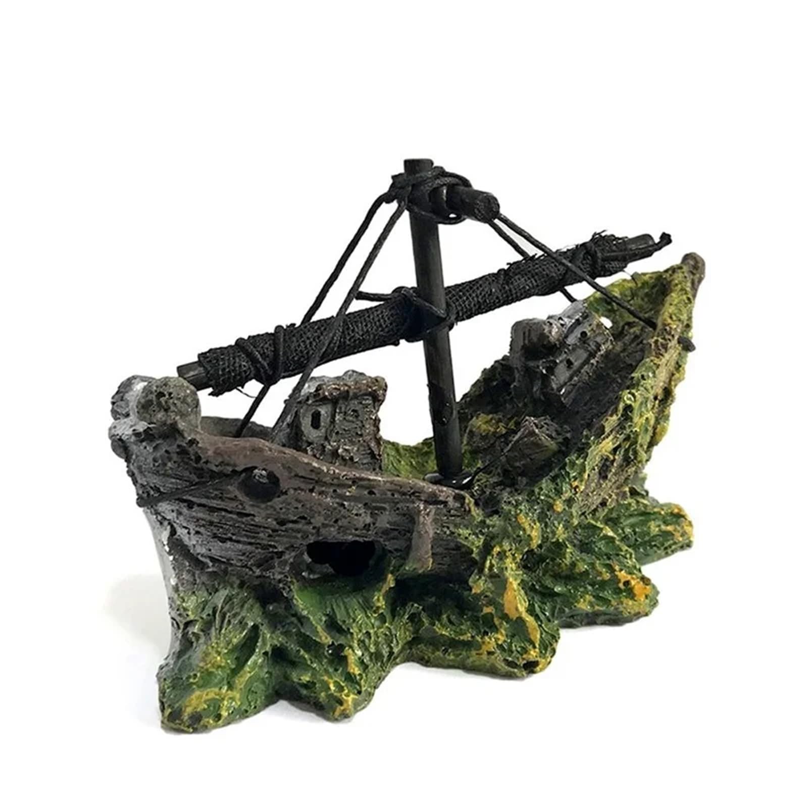 Akwarium dekoracyjne góry, Żywiczna ozdoba do akwarium Zatopiony statek Dekoracja akwarium 13x5x10cm