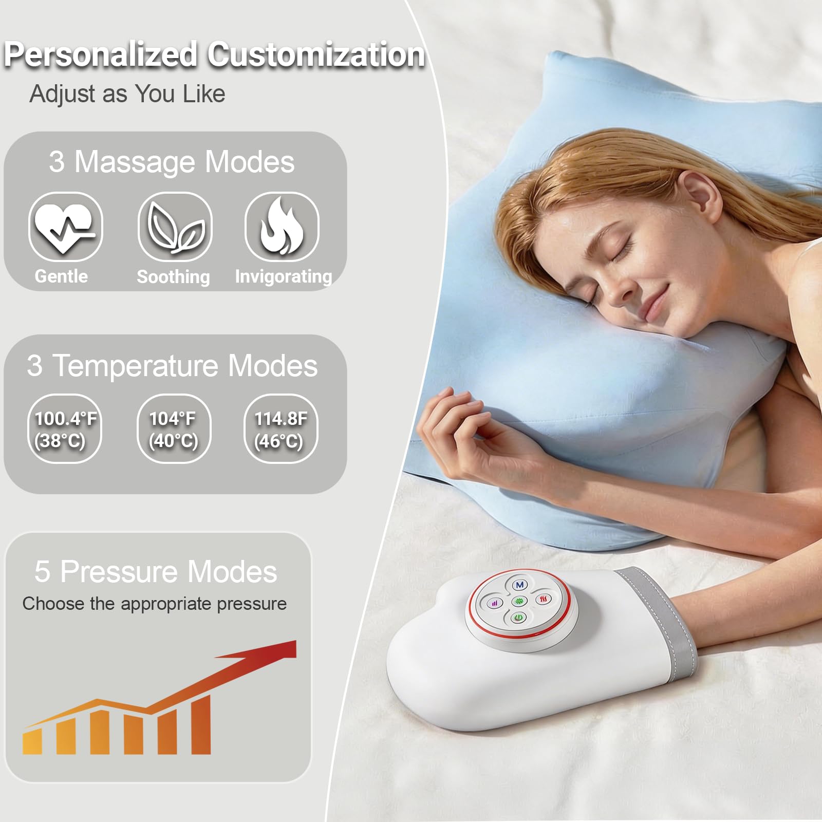 Hand Massager with Heat, 2026 Upgraded Cordless Hand Massager with 5 Intensity, 3 Modes & 3 Heat Levels for Hand, Wrists & Fingers, Timer & Rechargeable, Gifts for Women/Men — view 2
