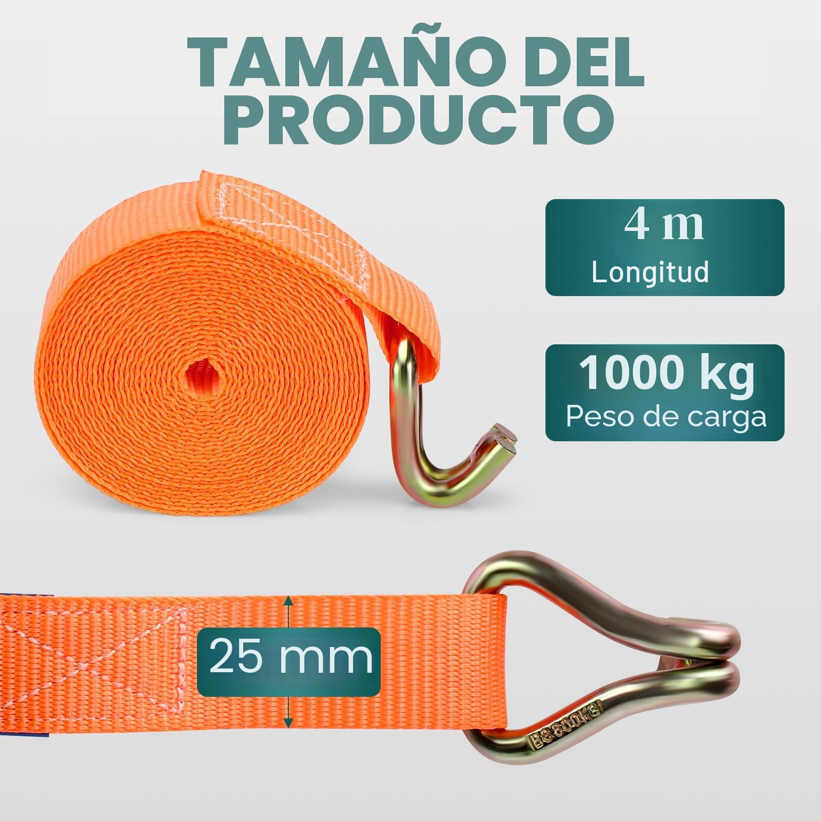 Pavlleen 4 Piezas Correa para Trinquete con Trinquete Tinchas, 4x1000KG Tinchas de Amarre con Trinquete y Gancho, Pueden Transportar hasta 1000 KG, Amarres Muy Fuertes, Adecuados para Cargas Sólidas