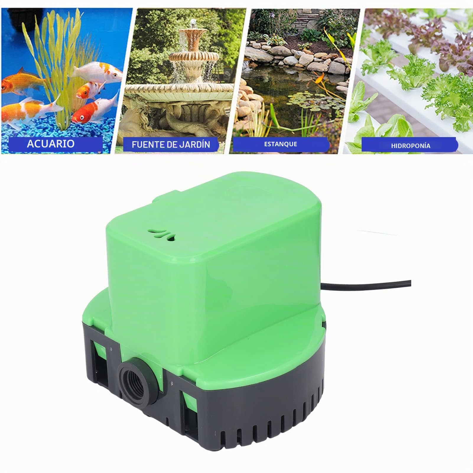Bomba de Drenaje Automática para Piscina y Cubierta 1200 GPH Bomba de Agua para Desagüe con Función Autoapagado y Protección contra Sobrecalentamiento