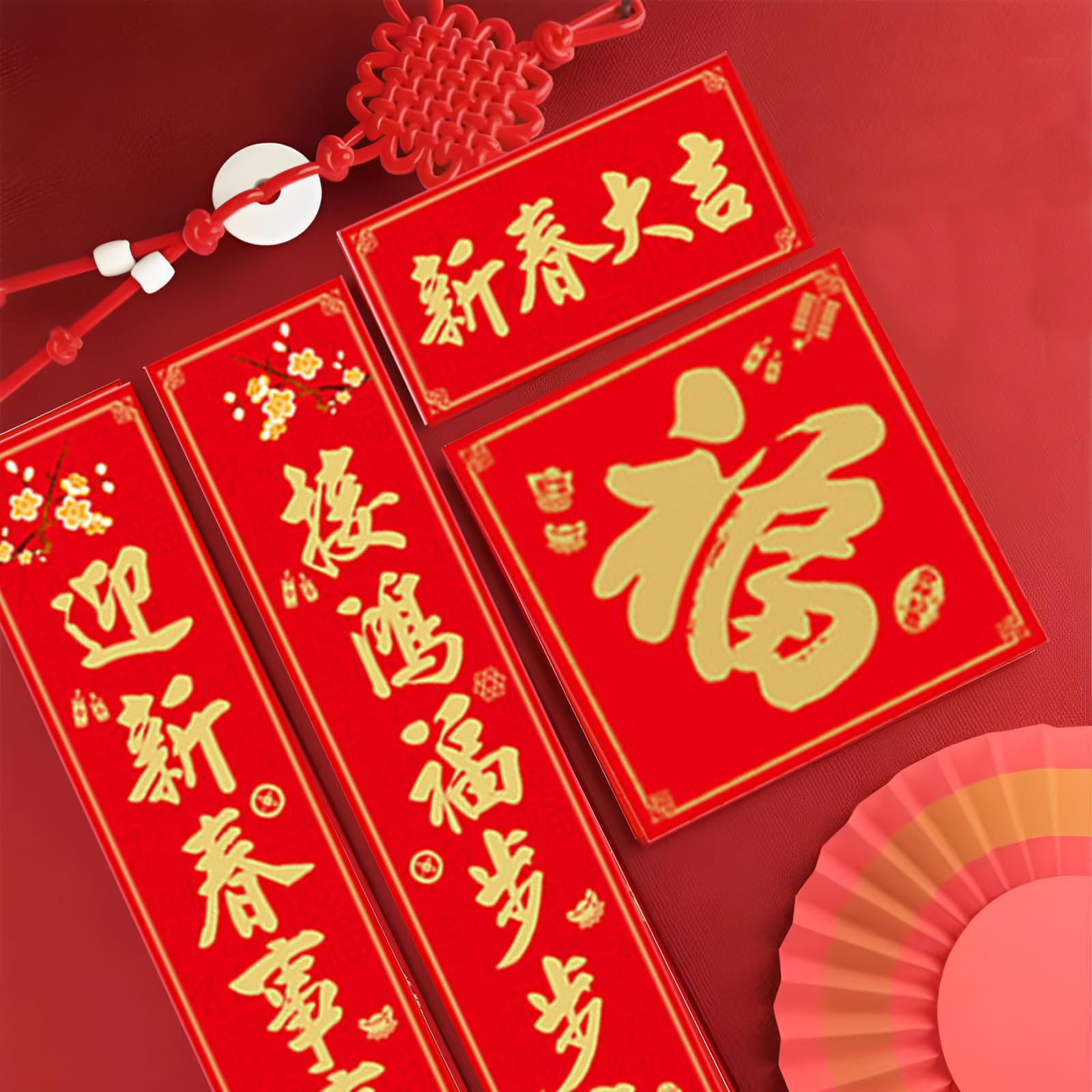 2 Pezzi Decorativo Di Couplet Cinese, Decorazione Perfetta per Capodanno, Cinese Capodanno Finestra, Couplets Cinesi Fu, Applicabile a Feste Cinesi di Primavera