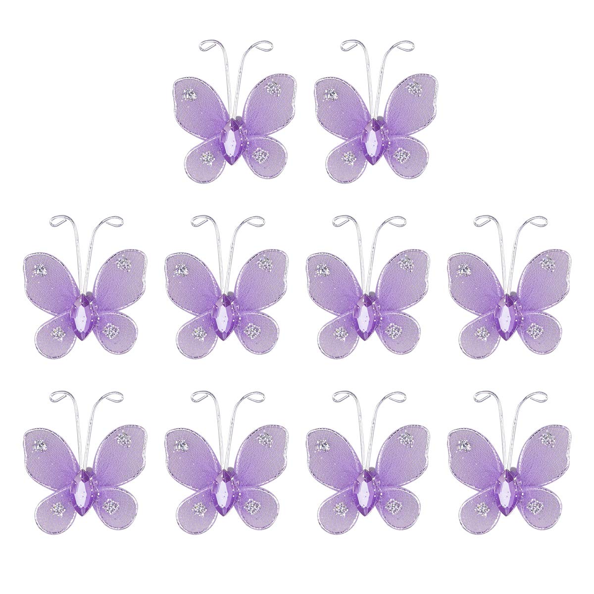 Papillons à paillettes lavande Artibetter pour customiser des vêtements et embellir des coiffures