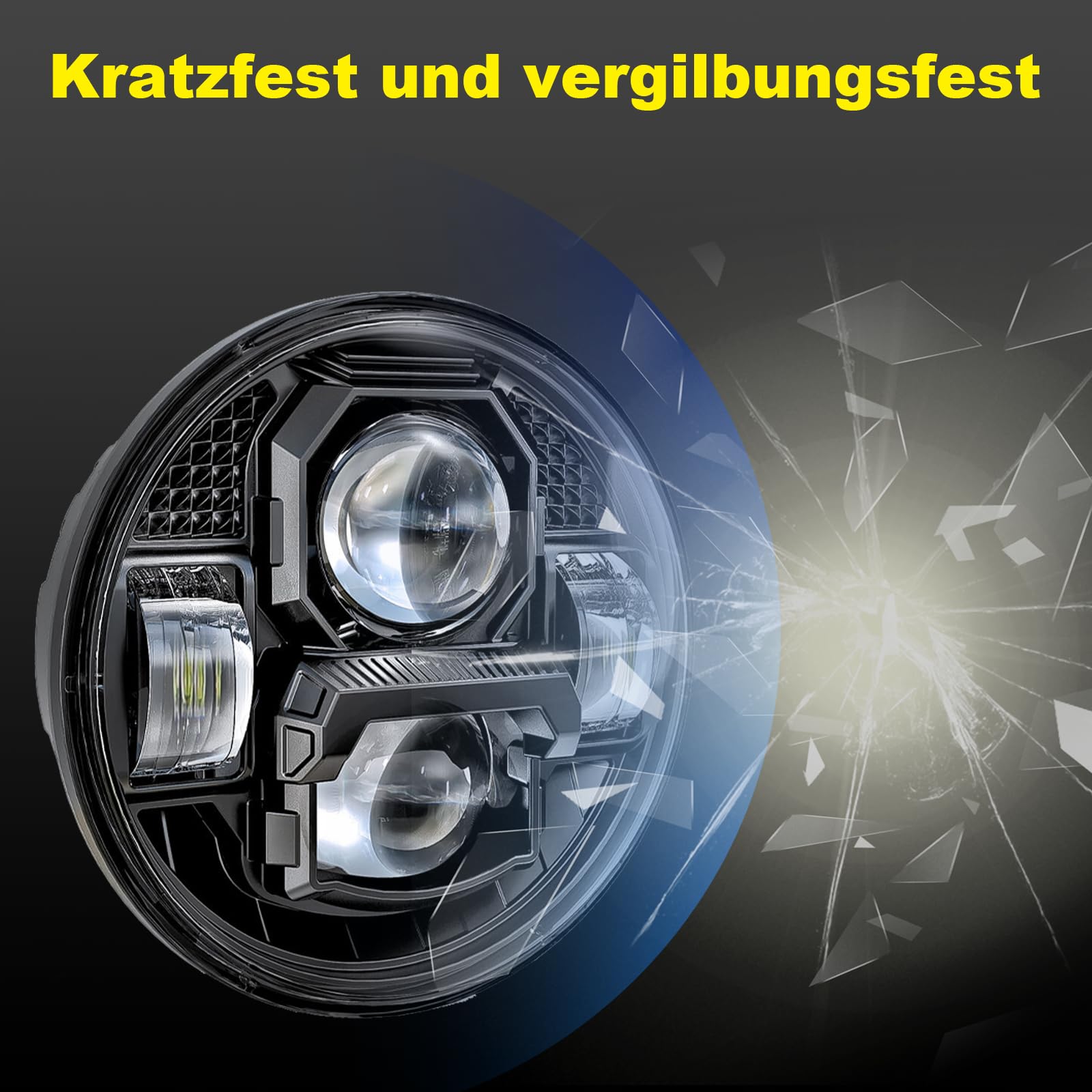5,75 zoll Led Motorrad Scheinwerfer e-geprüft für Harley Davidson Dyna Street Bob Super Wide Glide Low Rider Night Rod Train Sportster Iron 883 Indian Scout Triumph