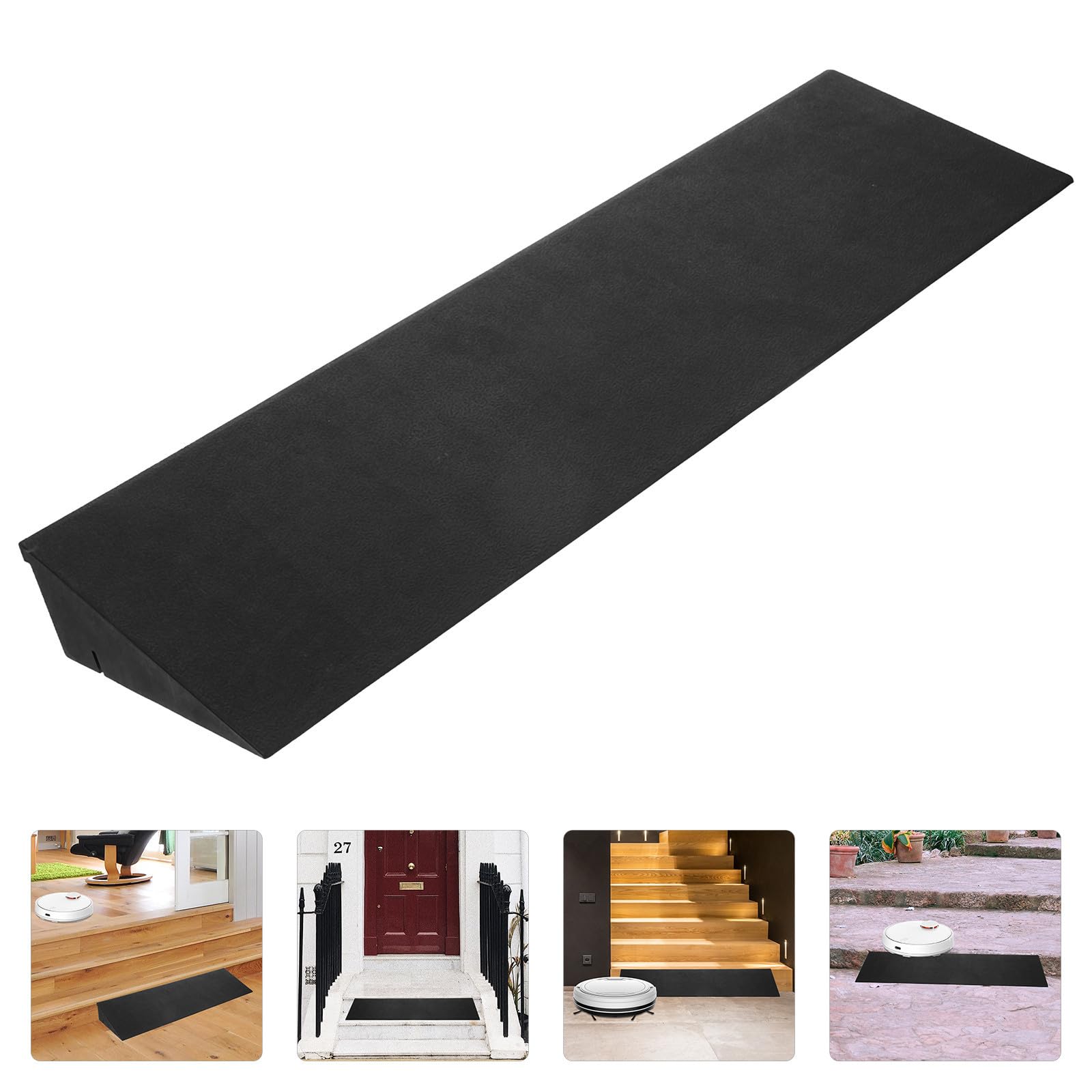 Rampe de Seuil en Caoutchouc Rampe de Seuil Noir Compacte et Légère Intérieur Fauteuil Roulant Skateboard