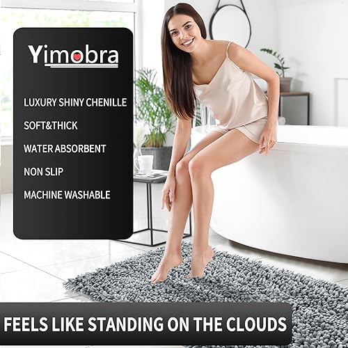 Miniatura 8 de Yimobra Juego de 2 alfombras de baño, lujosas alfombras de baño extragruesas, antideslizantes de felpa para el suelo del baño, lavables a máquina,