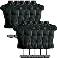 Vista 33 de DisplayTown - Maniquí masculino de torso con soporte de metal, parte trasera hueca, cuerpo apilable, forma de vestido para exhibición de camisetas