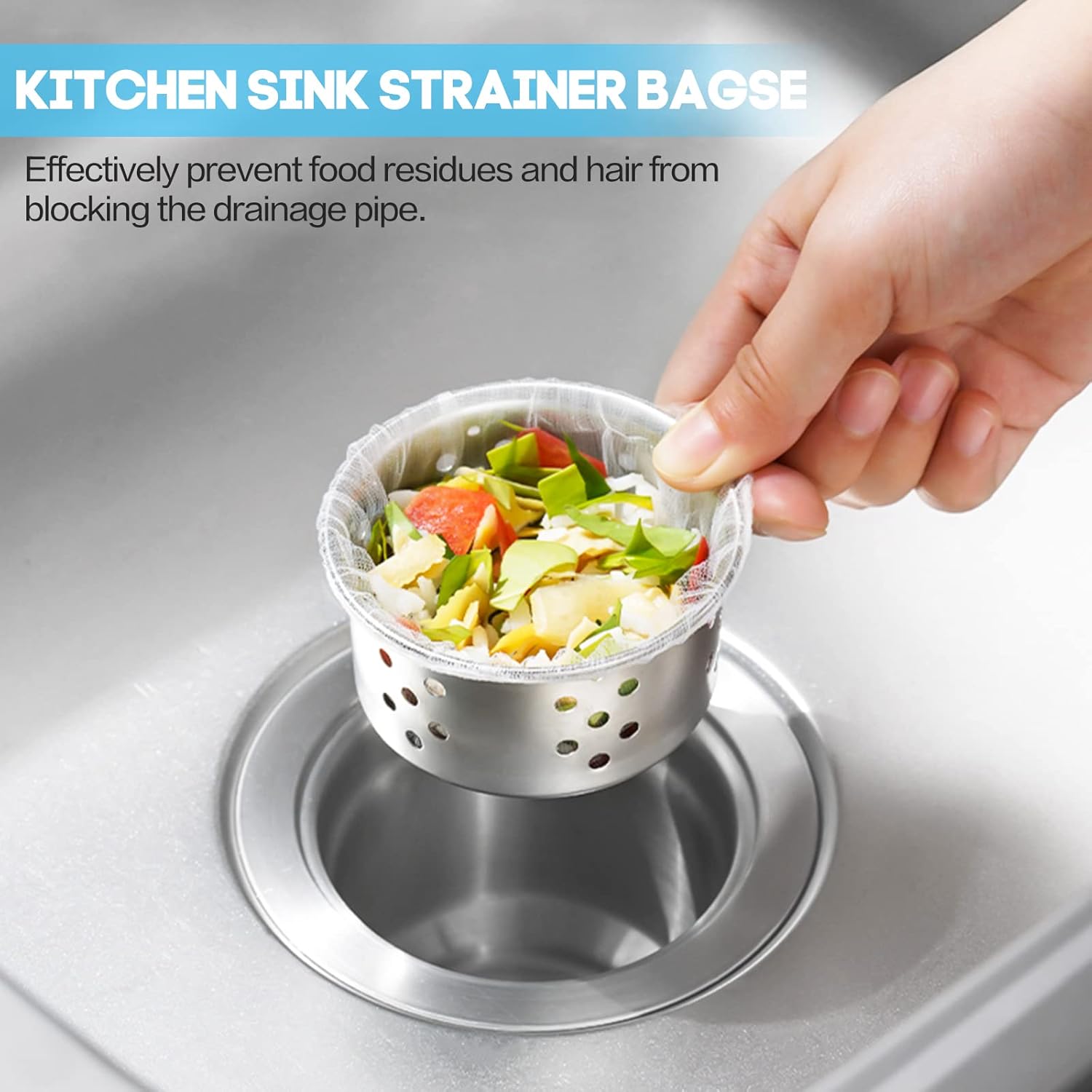 500 Pcs Kitchen Sink Strainer Mesh Bag, Disposable Sink Garbage Bags Kitchen Sink Mesh Bag Filter Basket Net for Collecting Kitchen Food Waste Leftover Garbage