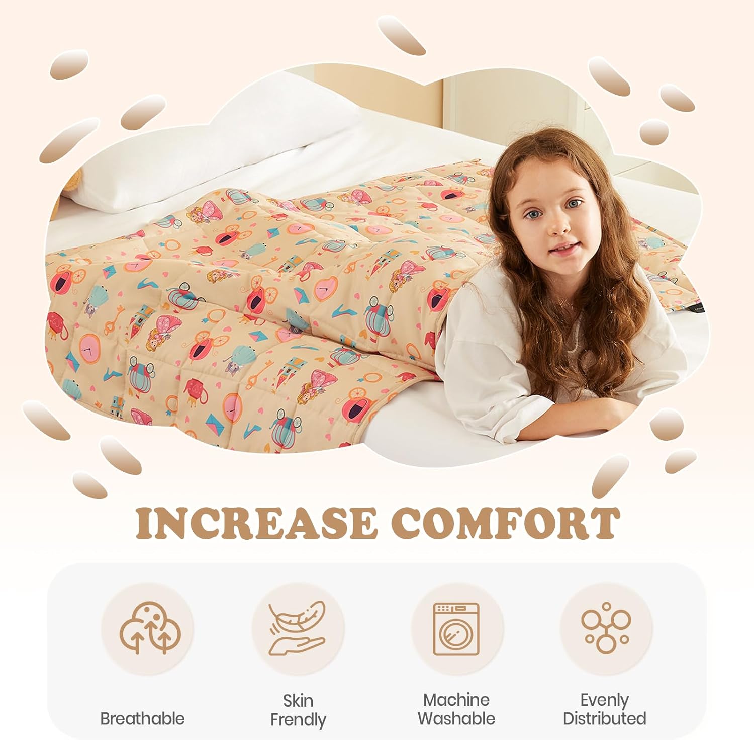 HOSUKKO Weighted Blanket - 3 lbs Beige Princess Heavy Blanket - Breathable Blanket(36 * 48 inches, 3 lbs) - Image 4