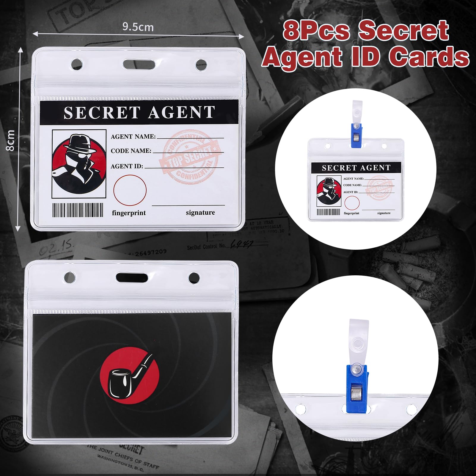 Detective Gadget Compleanno Bambini con Penna invisibile e Taccuino, Carte D'identità Detective, Lente D'Ingrandimento,Tamponi per Impronte Digitali, Kit Spionaggio Gioco Detective per Bambini