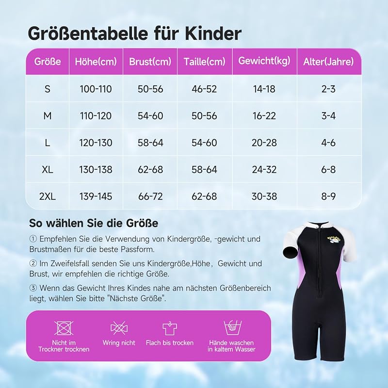 X-mAnTA Gyermek Neoprén Shorty Búvárruha 2,5 mm - Lila Rövidített Vízisport Ruha Elülső Cipzárral Úszáshoz, Búvárkodáshoz, Szörfözéshez - 2XL méret