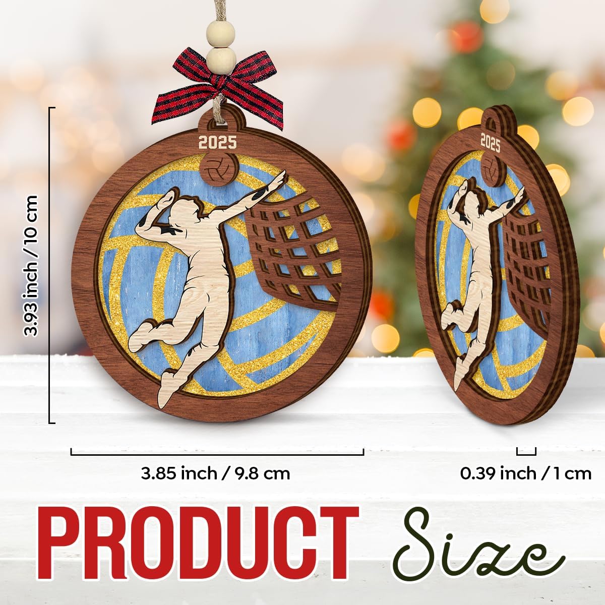 Condition photo showing New/Like New for Volleyball Christmas Ornament 2025 - Volleyball Gifts for Teen Girls, Players, Team, Fans, Lovers, Coach - Sports Gifts for Her, Sisters, Friends - Wooden Sports Tree Decorations