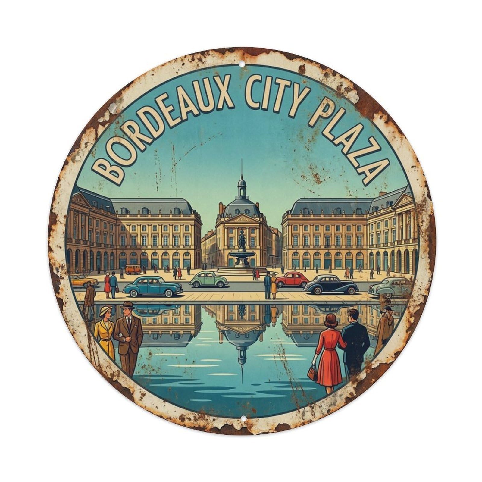 City Plaza Bordeaux France Culture Travel Metal Tin Sign