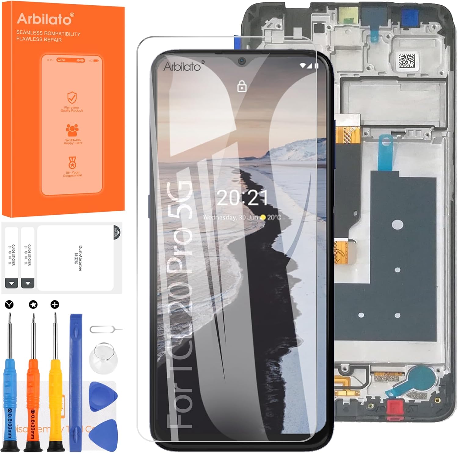 Screen for Nokia G10 Screen Replacement for Nokia G20 LCD Screen TA-1334,TA-1351,TA-1336,TA-1343 Touch Display Digitizer Assembly Repair Parts(Black with Frame)