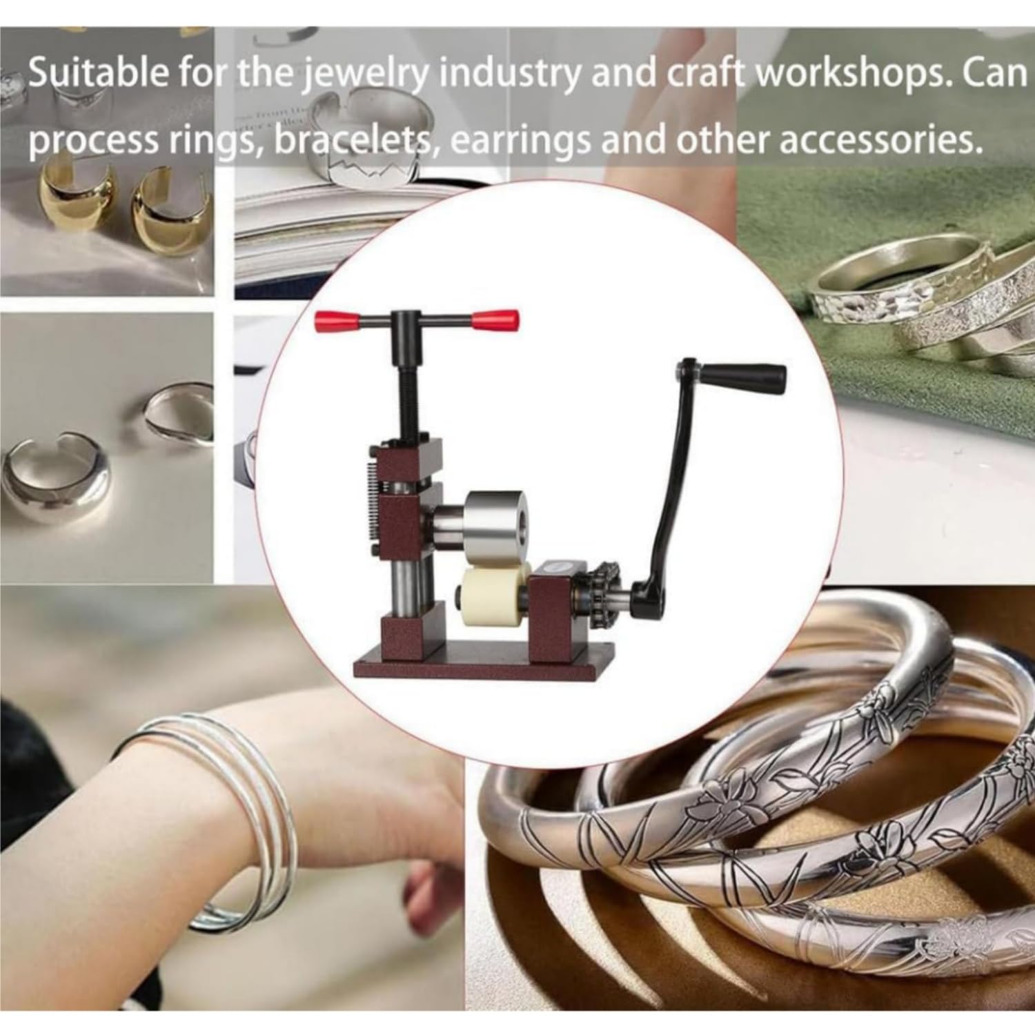 Ringpresse Biegemaschine, verstellbare Metalljuwelen-Walzwerk, Schmuck-Flachbiegewerkzeug zum Biegen von Armbändern, einfach zu bedienen, unverzichtbares Schmuckherstellungswerkzeug