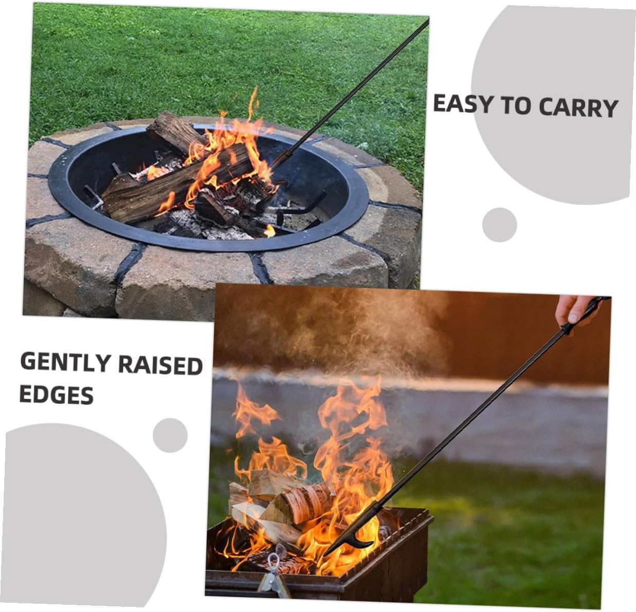 Fireplace Poker Fire Tongs Steel Fire Pit Tool Indoor Outdoor Fireplace Accessories