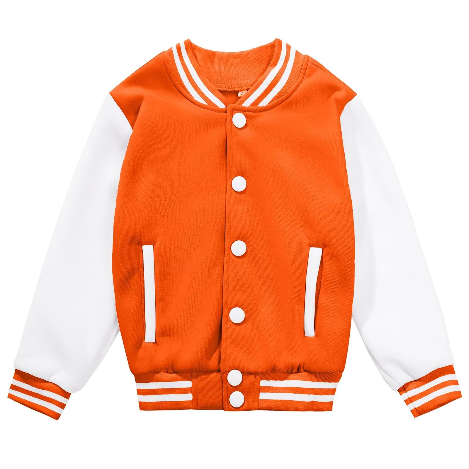Kids Varsity Baseball Jacket Girls Boys Lightweight Cardigan Sweats Varsity Sport Team Uniforms School Coat with Pocket