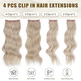 Vigorous Clip in Hair Extensions 20Inch Blonde Hair Extensions Clip Ins 4Pcs Long Wavy Soft Synthetic Hairpieces for Women