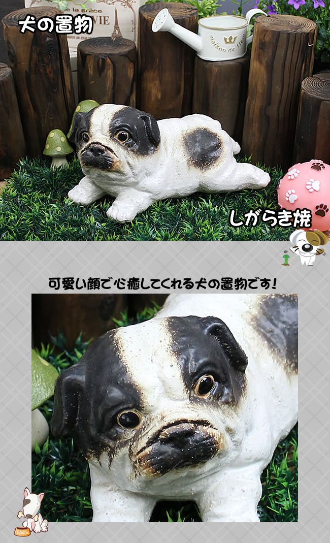 Amazon.co.jp: 信楽焼 犬 イヌ ブルドック子犬（白）【ok-0034】 陶器