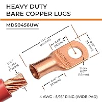 Vista 315 de SELTERM - 2 terminales de anillo resistentes para cable de batería, calibre 4 AWG, pernos de 3/8 pulgadas, terminales de calibre 4, ojales de cobre