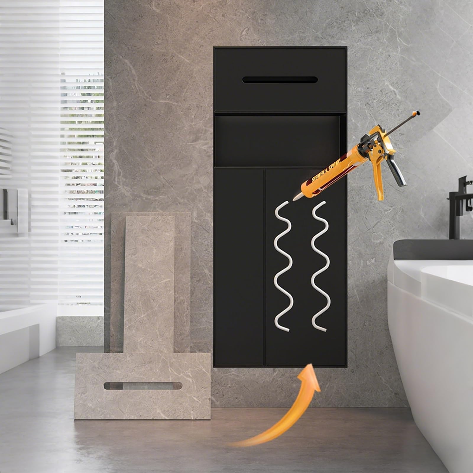 Toilettenpapierhalter Unterputz Toilettenpapierhalter, Schwarz, Versenkt, Geschlossener Toilettenpapier-Aufbewahrungshalter Mit Bürste Und Mülleimer, Mattes Badezimmer-Organizer