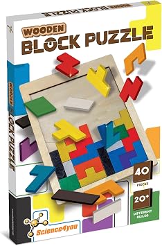 Science4you 40 Wooden Blocks Puzzle for Kids 3 4 5 6 Years Old   Wooden Tangram Jigsaws, Vintage Teaser Game, Mind Game for Children, Montessori Educational Toy for Boys & Girls Age 3 4 5 6+ Years