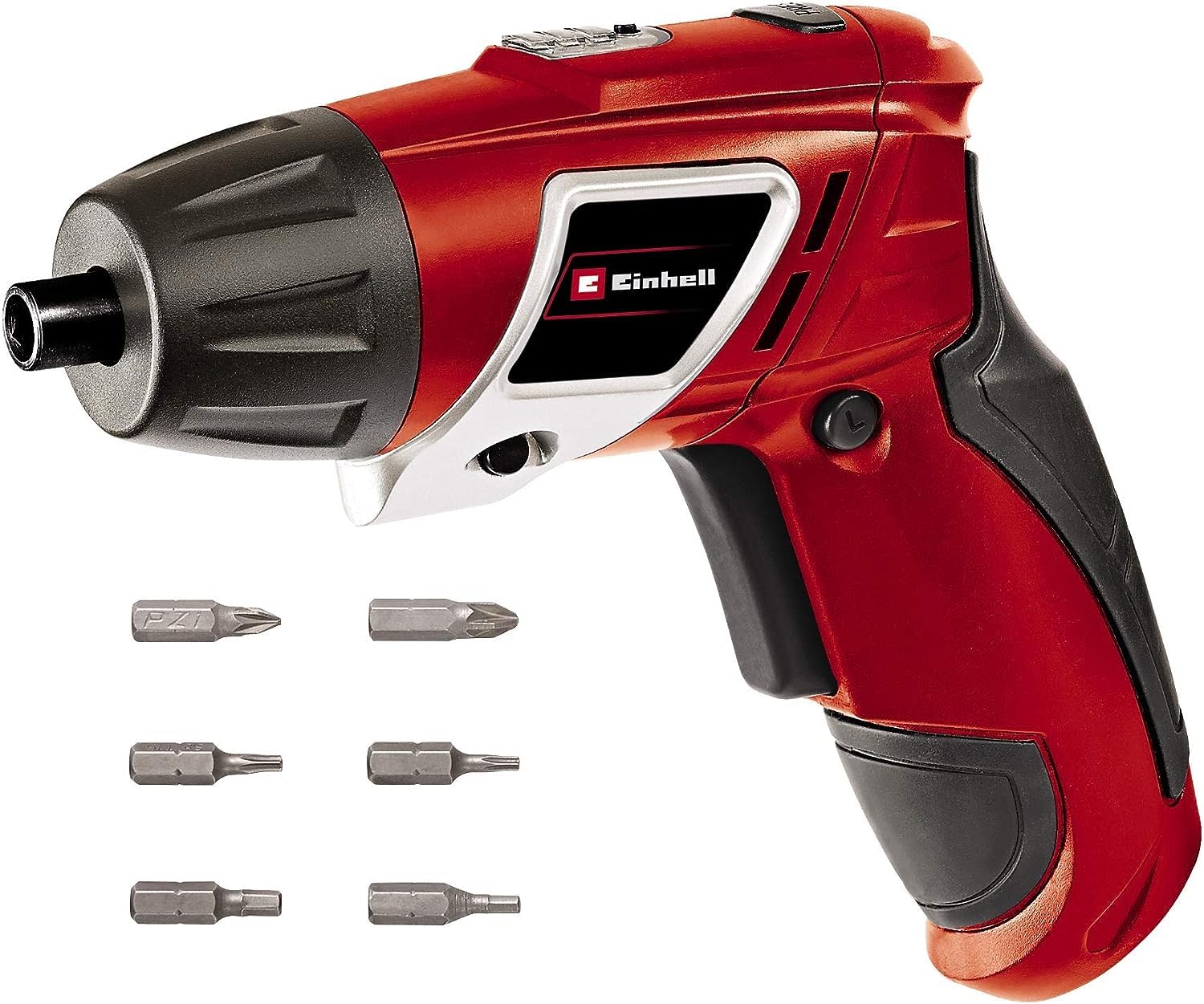 Einhell Destornillador inalámbrico - TC-SD 3.6 Li. 3.6V, 1300 mAh, 3 Nm torque, articulación pivotante en el mango, luz LED, mango suave, luz de carga, con 6 puntas