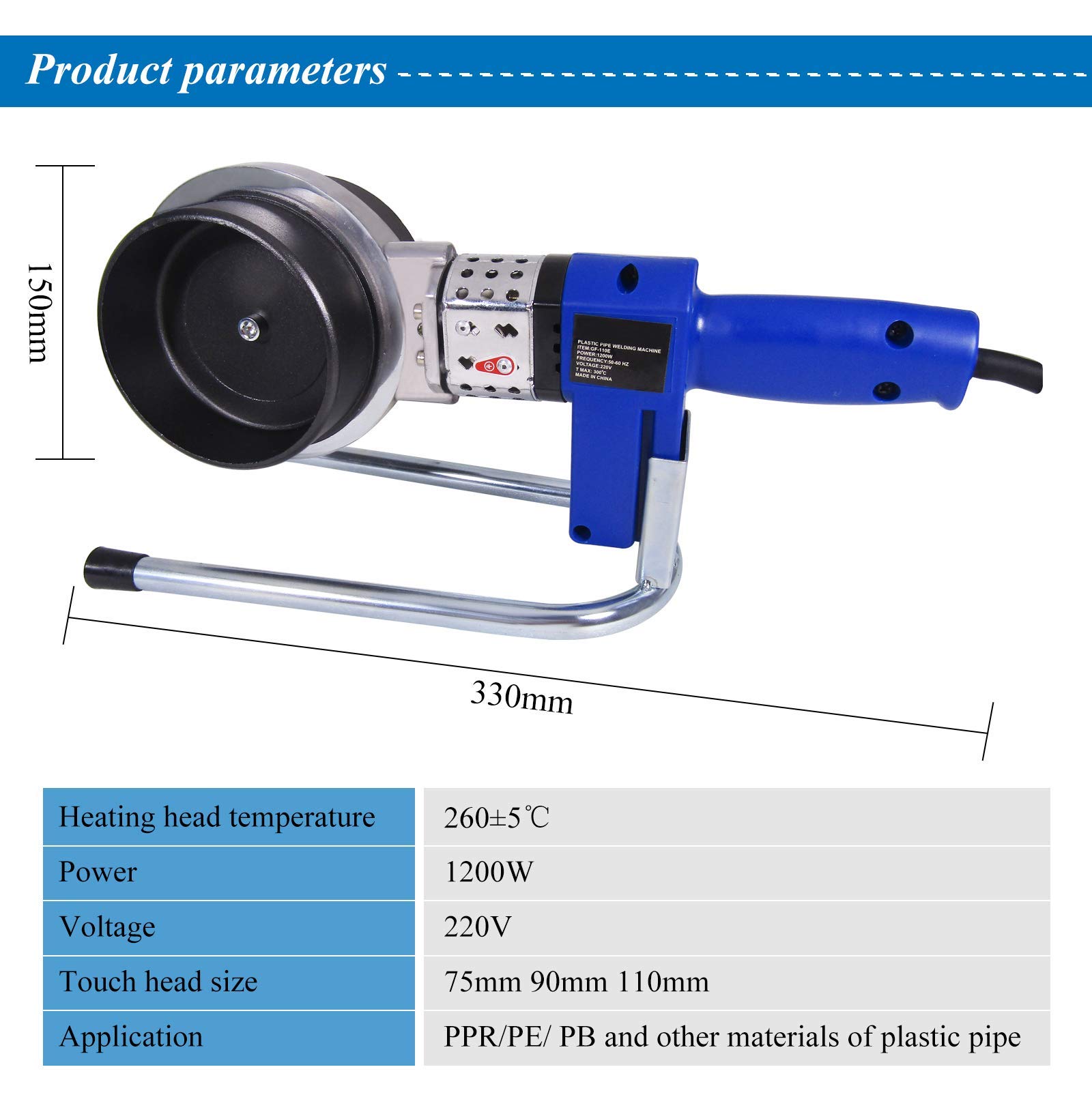 Rohrschweißgerät Für PVC, PP, PVDF – 650 W, Mit 4 Matrizen (20–40 Mm), Temperatur Bis 260°C
