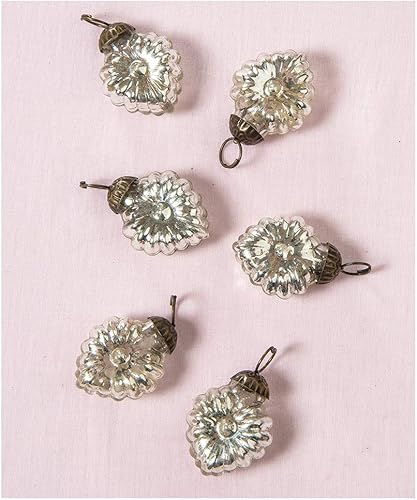 Miniatura 4 de Paquete de 6 adornos de corazón de vidrio de viola de mercurio dorado de 125 pulgadas decoración del árbol de Navidad gran idea de regalo decoración