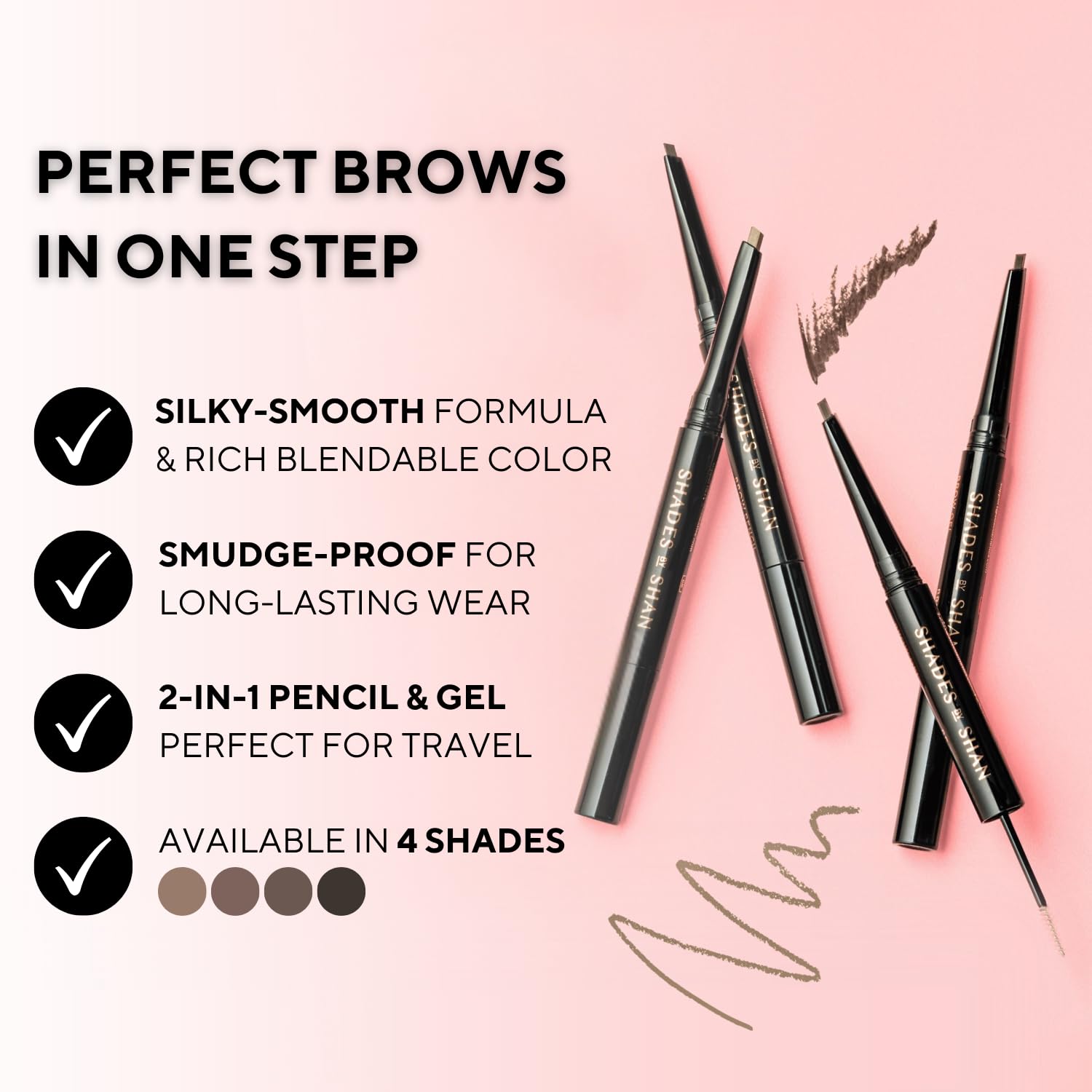 Shades By Shan Brow Duo - Lápiz de cejas y gel transparente, herramienta profesional de definición y ajuste de cejas (rubio suave)