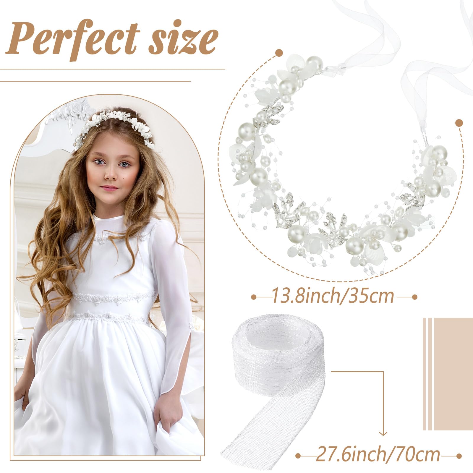 Amazon.com: Retrowavy 2 Pcs Flower Girl Headpiece, Flower  display picture 3