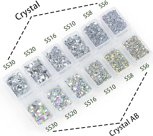 Miniatura 4 de 8000 unidades de piedras preciosas de cristal redondas termoadhesivos con parte trasera plana para hacer bricolaje con 1 pinza y 1 bolígrafo de púa