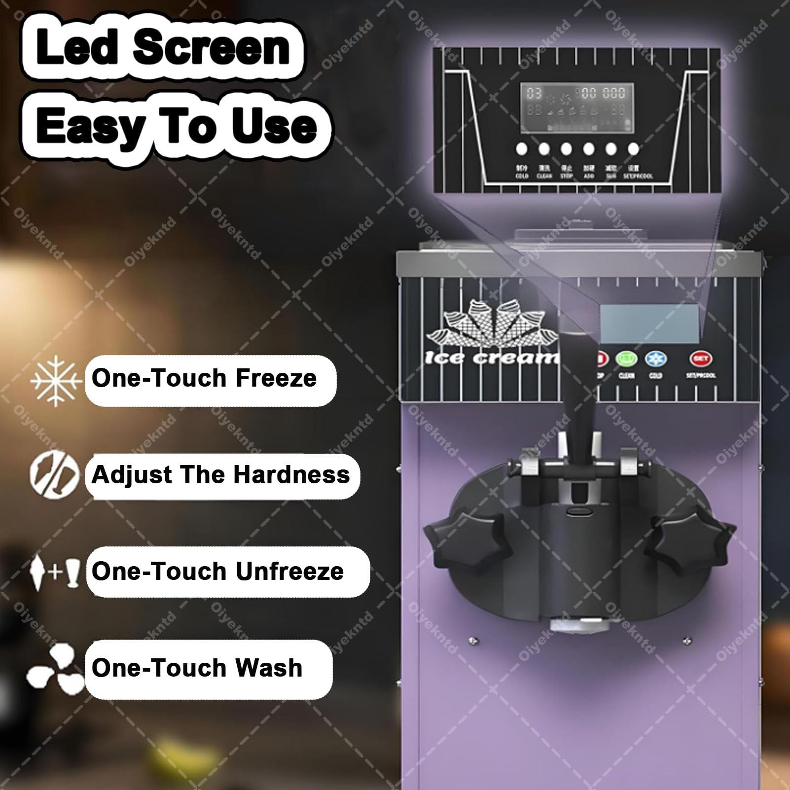Máquina comercial de helado suave, de un solo sabor, panel LCD, para encimeras, para restaurantes, aperitivos, bares y tiendas
