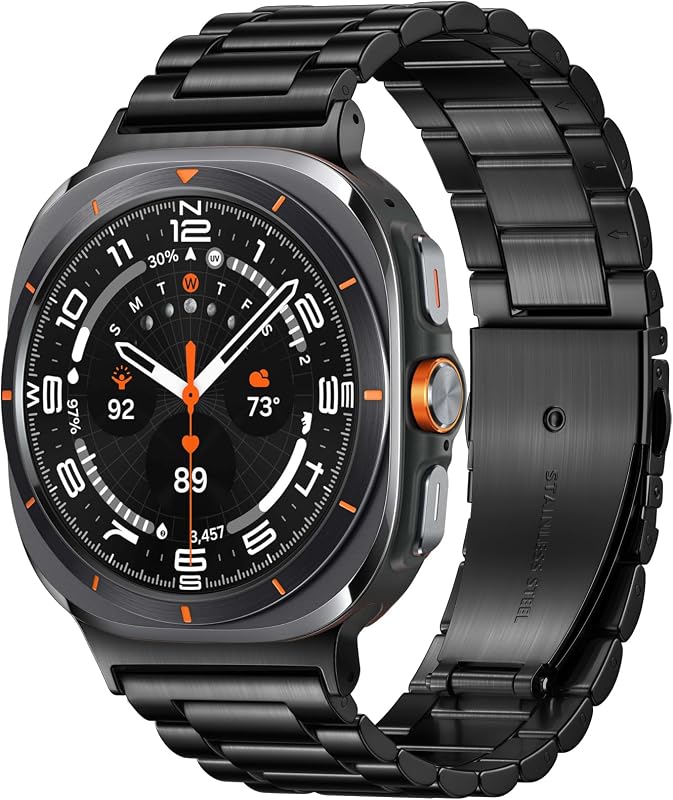 Netolo.inc Extra hosszú rozsdamentes acél óraszíj fekete Samsung Galaxy Watch Ultra 47 mm és Galaxy Watch 7 Ultra 47 mm készülékhez, nem Gal