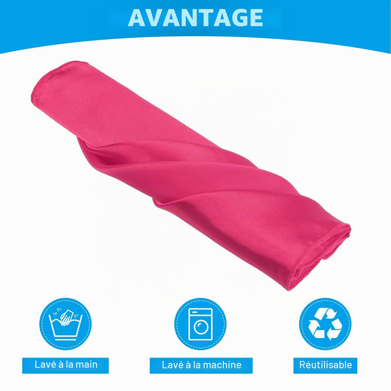 QUARKZMAN 50Pcs Serviettes de Table en Satin Carré Lumineux 17×17 Pouces | Rouge Rose Polyester, Serviette de Table en Tissu, pour Événement Décoration de Table de Fête