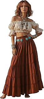 Women's Maxi Boho Skirt Moana Flowy Long Cotton Skirt Bohemian Style