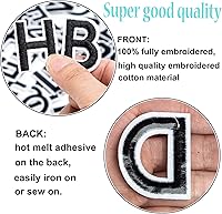 Vista 2 de GYGYL - 72 piezas de parches bordados con letras y números, alfabeto negro A-Z, números 0-9 apliques para ropa, vestido, sombrero, calcetines