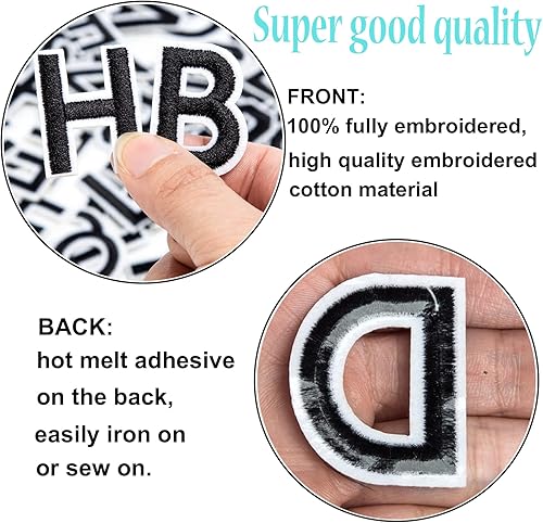 Miniatura 2 de GYGYL - 72 piezas de parches bordados con letras y números, alfabeto negro A-Z, números 0-9 apliques para ropa, vestido, sombrero, calcetines