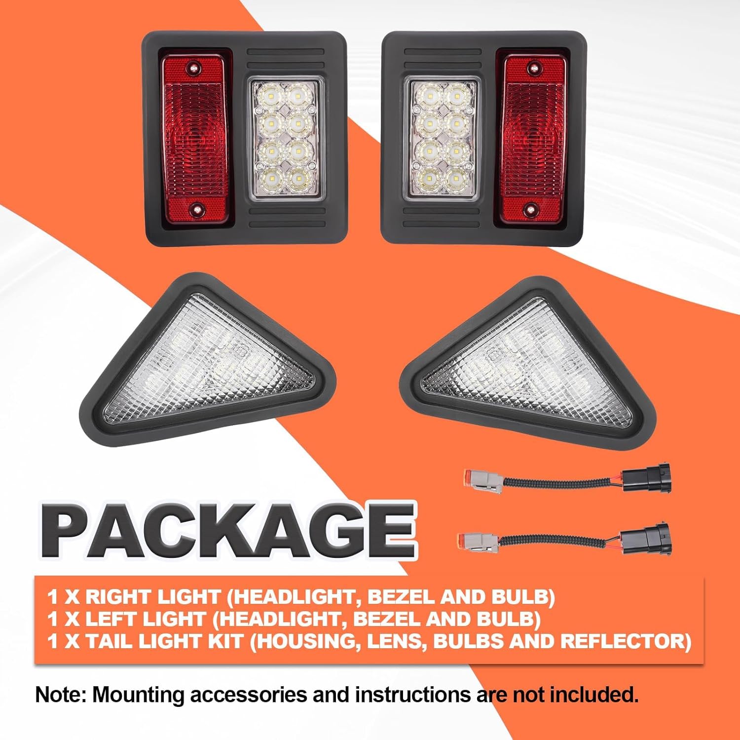 HECASA LED Light Kit Headlight & Tail Light Compatible with Bobcat Skid Steer Loader 751 753 763 Replacement for 7259523 7259524 6670284 6674400 6661353 6672276 6674401 Clear Lens + Red Lens Plastic