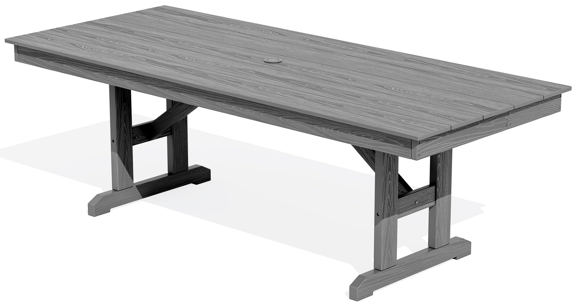 SERWALL Outdoor 84" HDPE Rectangular Dining Table for 6-8,All-Weather,Gray