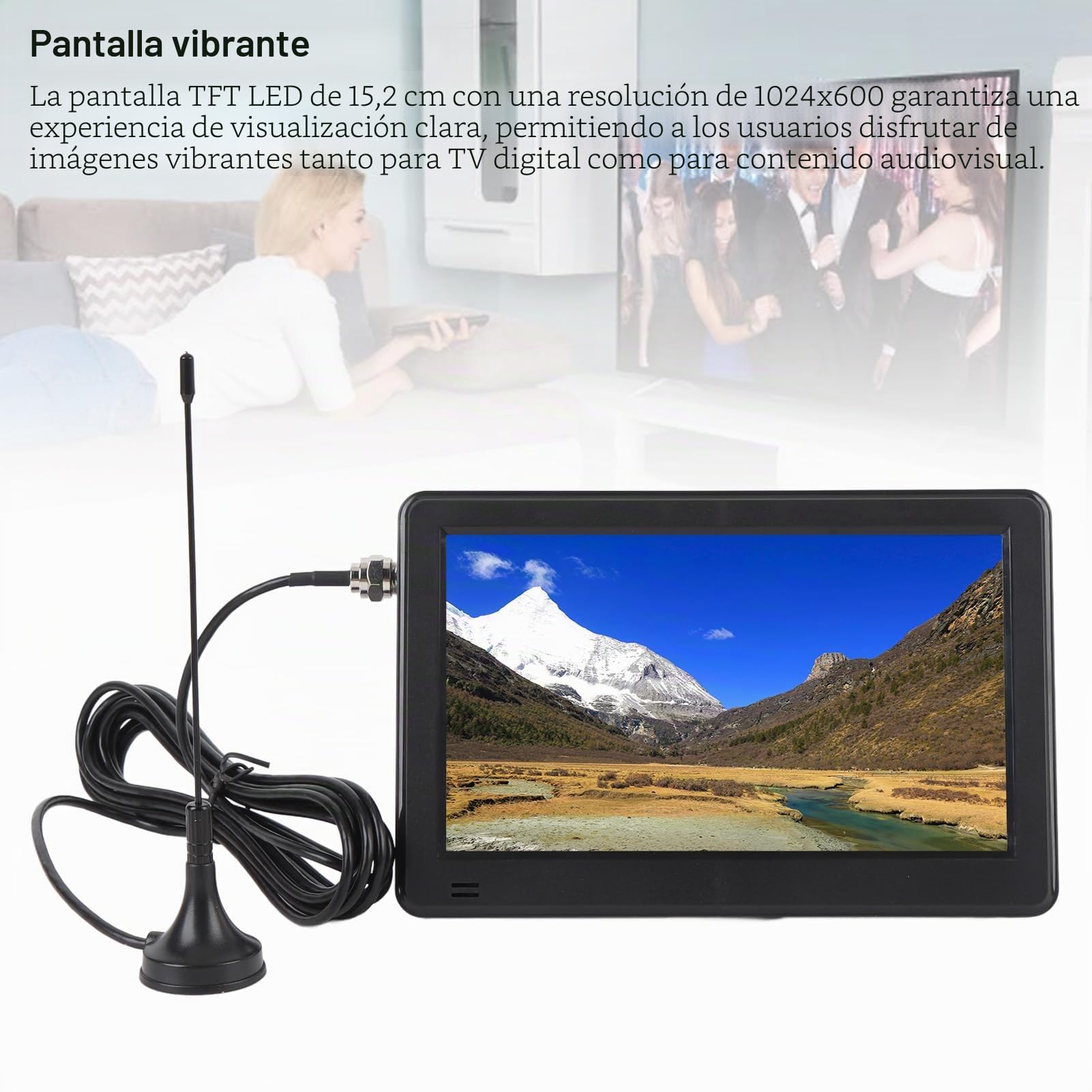 Sxhlseller tv Digital TV de 6 Pulgadas, Televisión Portátil para Automóviles con Batería Recargable de 1500 mAh y Control Remoto