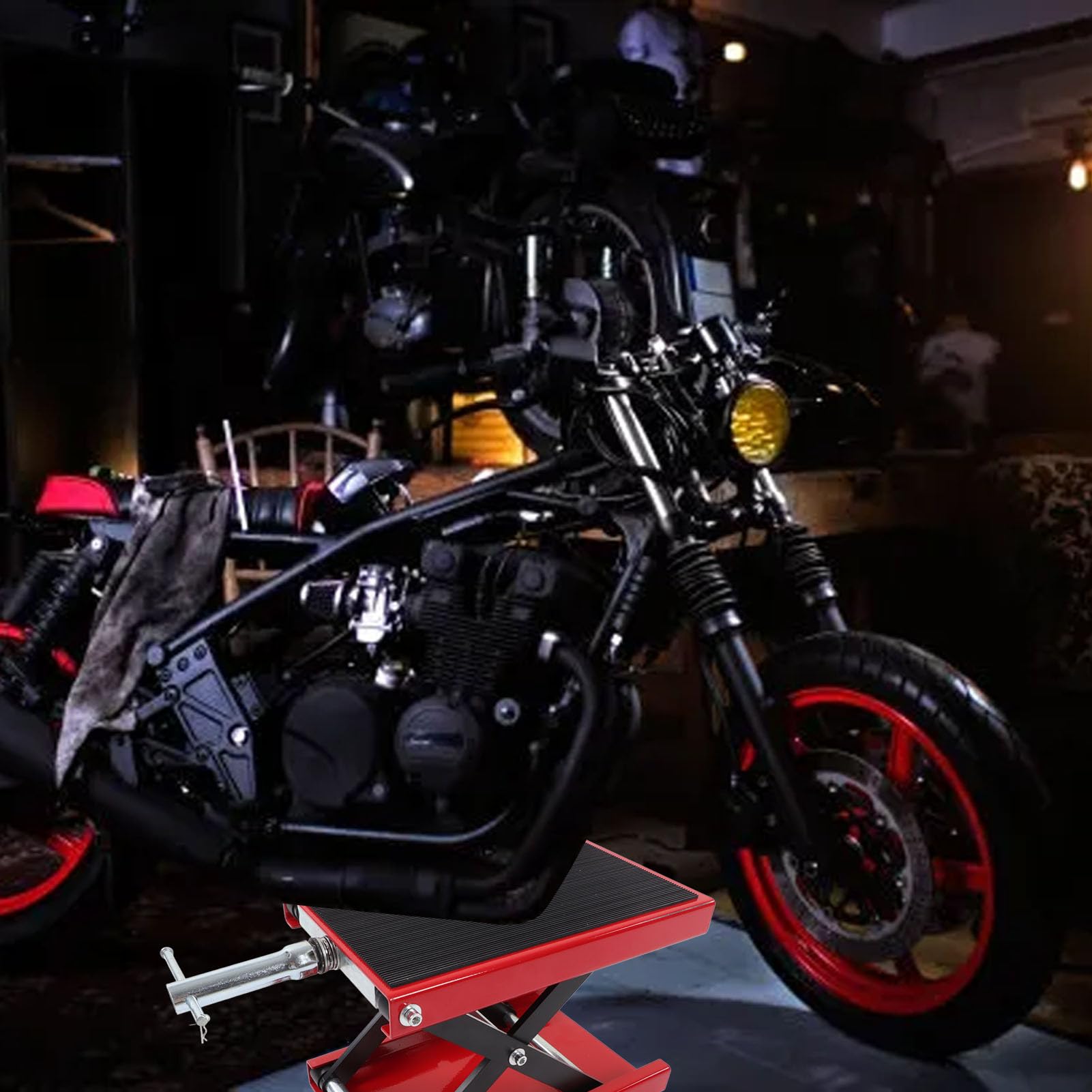 Cocoarm Cric per Moto Cric a Forbice per Moto in Ossido di Alluminio Capacità 500 Kg Altezza da 8,5 a 34 Cm Cuscinetto in Gomma per Riparazione di Trattori per Bici in Casa o in Officine Professionali
